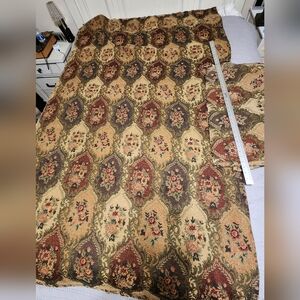 Vtg Victorian Custom Drapes Pair Gold Red Green Floral Damask Tapestry 84x50